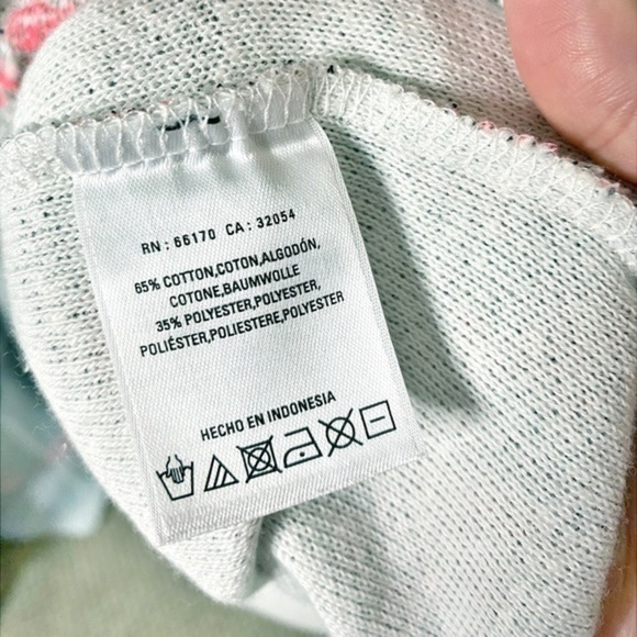 Anthropologie‎ Postmark Gray & Pink Floral Knit Short Sleeve Shirt - Picture 4 of 7